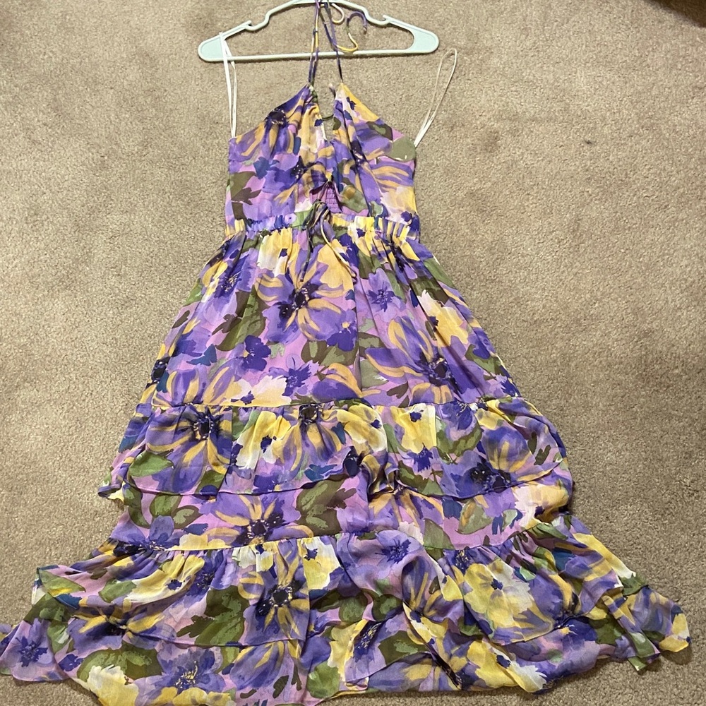 Lulu's Purple Floral Midi Dress